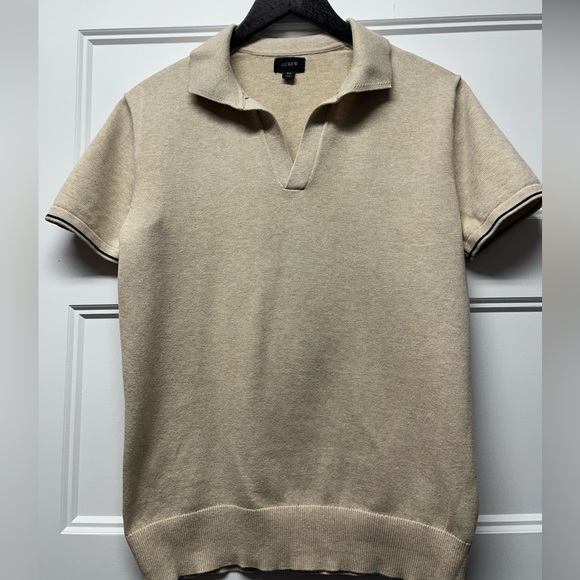 J Crew Tan Short Sleeve Polo sweater XS - Picture 1 of 6